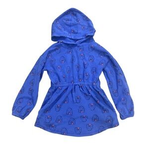 Hanna Andersson Girls Blue Waffle Knit Poodle Hoodie Dress Size 120 US 6-7